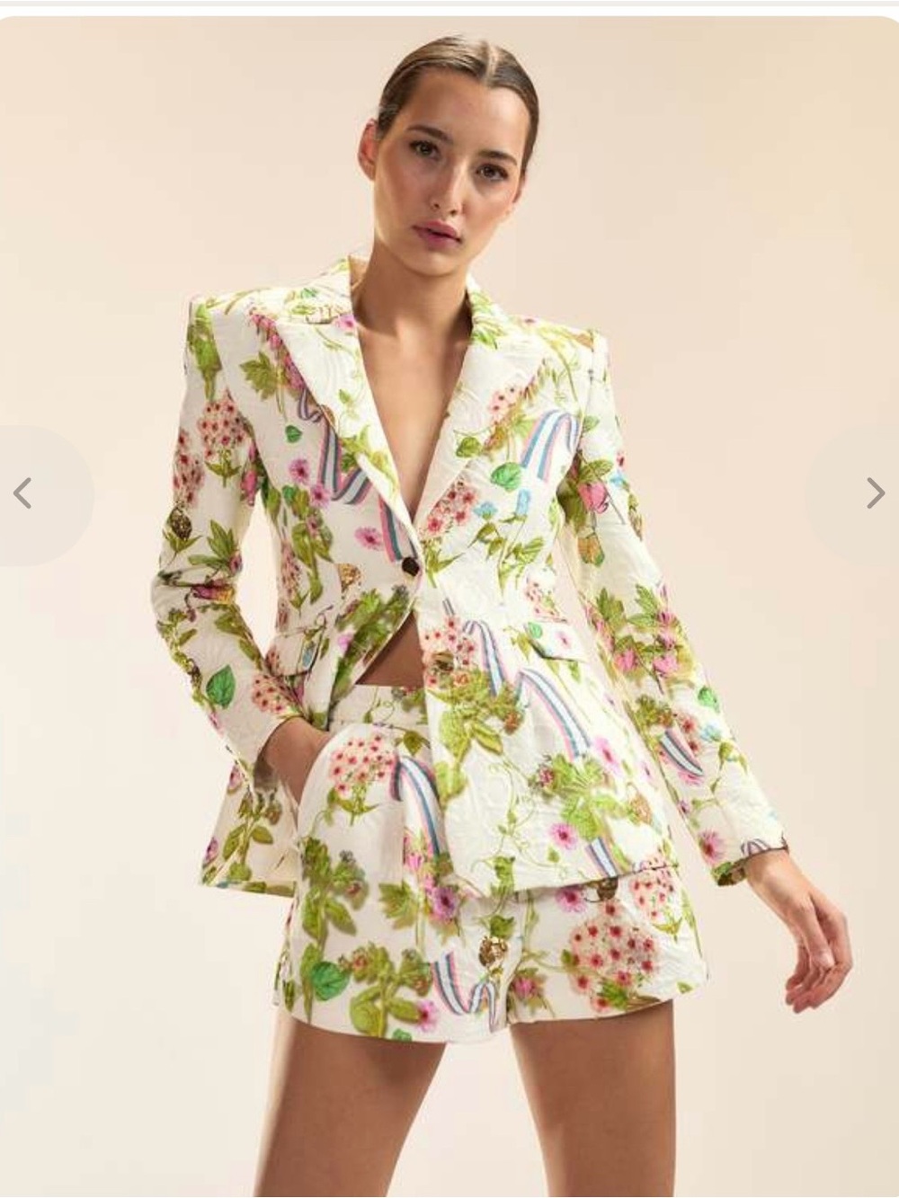 Cynthia Rowley White Floral High-Waist Shorts